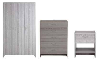 8c220cfc826053825cb7822dd61720e813551bb9a6198675b06ce70f8cf409a2.jpg An Image of Argos Home Seville 3 Pc 3 Dr Wardrobe Set - Grey Oak Effect