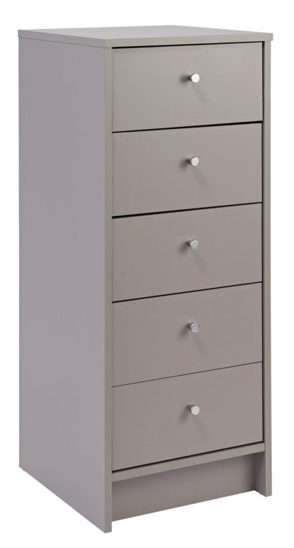 92c6f1f6c3c2615c6d242f4f07b6f43477bd3fbf628c91f5be1a9e65804cdd0d.jpg An Image of Habitat Malibu 5 Drawer Tallboy - Grey