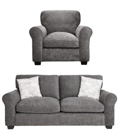 An Image of Argos Home Tammy Fabric Chair and 3 Seater Sofa - Mink