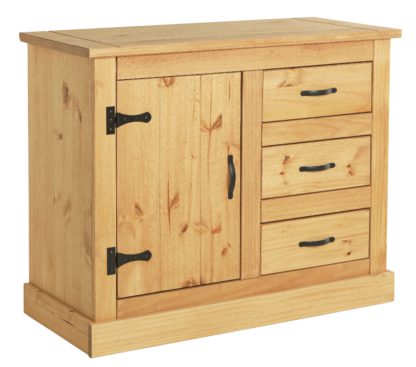 9983bc10b831298bfce52ca0dbd28d3ff4b57fc8e5fbb0ade0fecdb7fe58d133.jpg An Image of Argos Home San Diego 1 Door 3 Drawer Solid Pine Sideboard