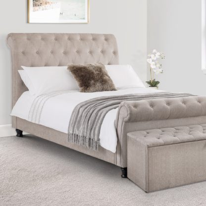 9e244449bf43cd53b868eea936de61dba79520ffe2d3ef1936ce27dcba36bd22.jpg An Image of Ravello Upholstered Bed Frame Grey