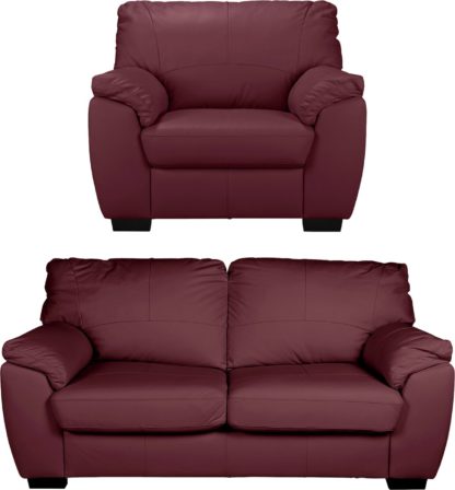 a18a7060b4ddfb3b795566ba24aa33f6625da88708f514a12b50c19b53d36426.jpg An Image of Argos Home Milano Leather Chair & 3 Seater Sofa - Chocolate