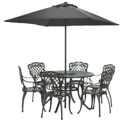 ab2e6224b103a37fe4cb1cae02068e4609b99deaaa3c367e9f86f9645f148b89.jpg An Image of Argos Home Kensington Cast Aluminium Dining Set - Black