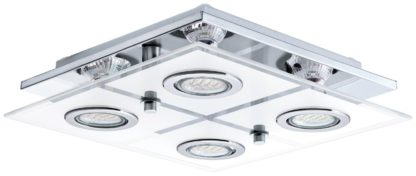 ad58d93a1c05cf5caad5678faaf9c4931934c4fd34d531f251557e414ea6e563.jpg An Image of Eglo Cabo Small 4 Light Glass Shade Ceiling Light - Chrome