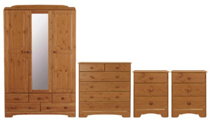 b02a28c78f69b8e216eb856e846b9546b10ca1330ad63ebea3bf20f73cd63643.jpg An Image of Argos Home Nordic 4 Piece 3 Door Wardrobe Set - Pine