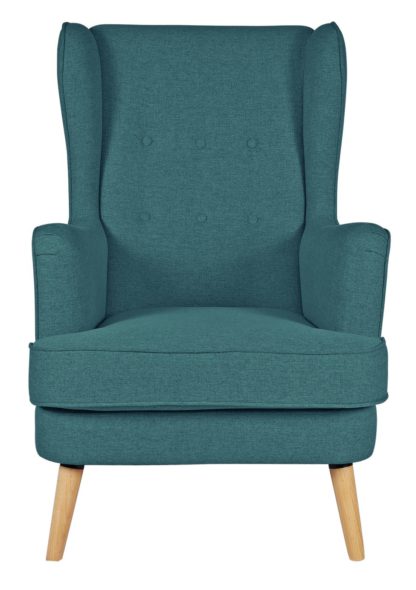 b0832fc1f6208168eac39ea09094c7b388a90f3f20dd09dddb2948ab2088c269.jpg An Image of Habitat Callie Fabric Wingback Chair - Teal