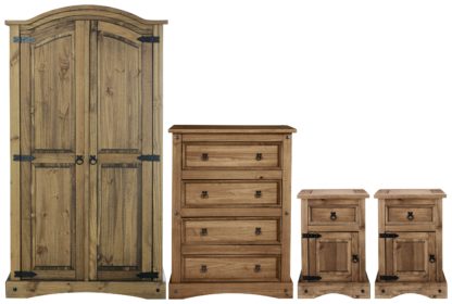 b4c09817e9ca8ad2b1e8cddf7e829e4d4848167044fb71dda37df0c960233fd7.jpg An Image of Argos Home Puerto Rico 4 Piece Wardrobe Set - Light Pine