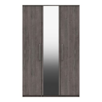 b4ecf648727f18ed0adf978f510f6f6279cf57c32b907a8b1db0e455aa899b4b.jpg An Image of Parker Grey 3 Door Mirrored Wardrobe Dark Grey