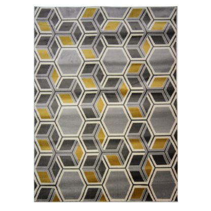 b87ced43c7ffe39b6e55a089de535349b38328ac2ba70ff94ffcf6a619247725.jpg An Image of Cocktail Mimosa Geometric Rug Yellow, Grey and White