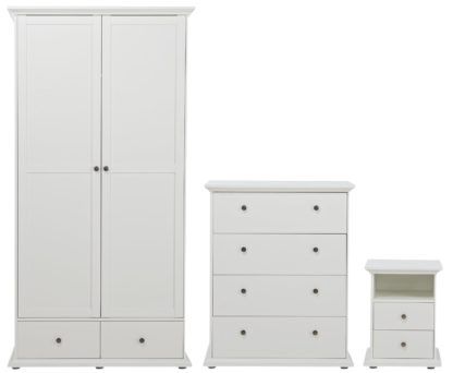 be630cc8857b243b7caa124e9de44425c91fc55bd39b78af4fe34ae16fc7e5d1.jpg An Image of Habitat Heathland 3 Pc 2 Door 2 Drw Wardrobe Set - White