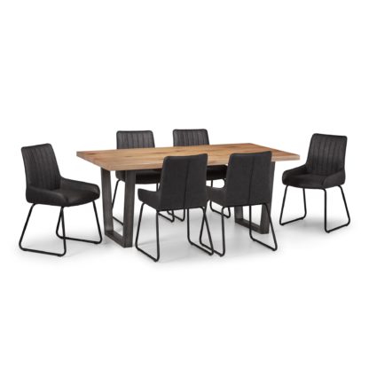 bf342391d1a273d941acb17cb2b7878bc7732cebd5c80a5a8c15de12d6eb7e59.jpg An Image of Brooklyn Oak Dining Table with 6 Soho Chairs Oak