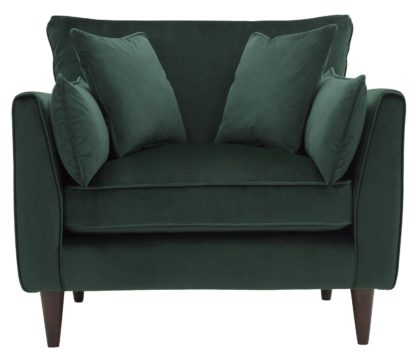 bf6c6d9a7019059034ed2855131f7791f776db25d4937df647ac5cfe0f94f0f6.jpg An Image of Habitat Hector Velvet Cuddle Chair - Green