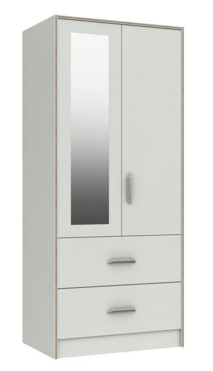 c1a0a0d7f04ff536c211da0945b84e3cd489060016fea2f7f9b0b352ba1bb799.jpg An Image of Ashdown 2 Door 2 Drawer Mirror Wardrobe - White