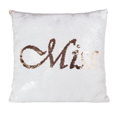 c5acc65eb177e05194fc805977432ac6bb0d61f24a786d7a614259712253031d.jpg An Image of Miss to Mrs Sequin Cushion
