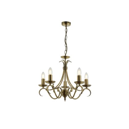 c6b79fd21a8c3a197e24231cf8216d6882bbb9f09314168ac144ca38aa710681.jpg An Image of Endon Bernice 5 Light Candelabra Ceiling Fitting Antique Brass Antique Brass