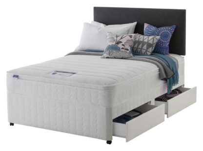 c6eaac26bac29a6e82f6c10810a34234016126bc71c16c8299c6e3fdd6b37ac1.jpg An Image of Silentnight Travis Miracoil Cushiontop 4 Drw Divan - Double