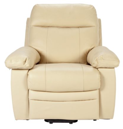 cb649b02b08e97fde079f5fb365132ac9fbcf8ec7d2db735cfae39b7651d3e59.jpg An Image of Argos Home Paolo Leather Mix Rise & Recline Chair - Ivory
