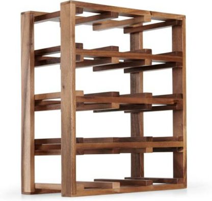 cecb7623d5d24ed7595b442915e160ae545575800ee6a4cf55bb070114a30678.jpg An Image of Clover Acacia Wood 12 Bottle Rack, Dark Stain