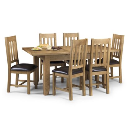 d12e63d366af65aada562f19dd55dd857d116e60283fbf4d66503adf2678c189.jpg An Image of Astoria Extending Dining Table with 6 Chairs Oak