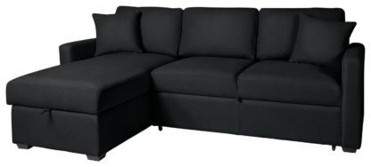 d4e41ce525599168f64a54d082cc7079d67ca4a6e97bcb4856b0c5e79f9466c7.jpg An Image of Habitat Reagan Right Corner Faux Leather Sofa Bed - Black
