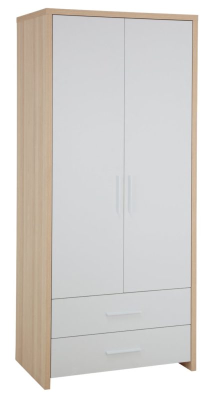 d5b3e2b441b588bf68d7310e7c704f8664ece183e899809b445a06055a507ee6.jpg An Image of Habitat Broadway 2 Door 2 Drawer Wardrobe - Oak & White