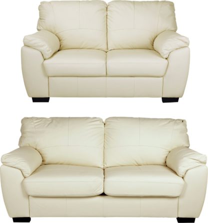 d7a96911920c8ac6e5090ade696d37f9b382c51f050e8e47535c4b0c7894f239.jpg An Image of Argos Home Milano Leather Chair & 3 Seater Sofa - Chocolate
