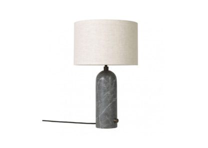 d96d994c61d57d822db263b9d2cbdf6661867b55e97dca16074a5a970e2a5a1e-1.jpg An Image of Gubi Gravity Table Lamp Small Grey Marble Base Canvas Shade