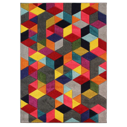 df6e2da01f8b84de6c209158260a385a51d41f61d768ac901e9576e863584827.jpg An Image of Spectrum Dynamic Geometric Rug Red, Green and Purple