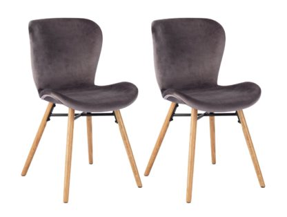 e55a0076bb256b8ba9af544dafe8369b72a5c088e151303bab67e5ccf57c52f6.jpg An Image of Habitat Etta Pair of Velvet Dining Chair - Grey