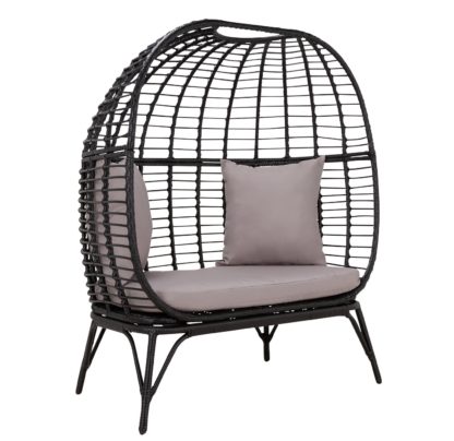 e6cbb21a263f285ba528f6658b82b0953b77287718f4ea1d08dfa339cbaa96d2.jpg An Image of Habitat Rattan Effect 2 Seater Egg Bench - Black