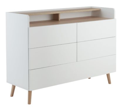 e842da7ec110c5c8ec88fc923fdca76282283149bda8472661c2b34861fd53f0.jpg An Image of Habitat Skandi 4+1 Drawer Chest - White Two Tone