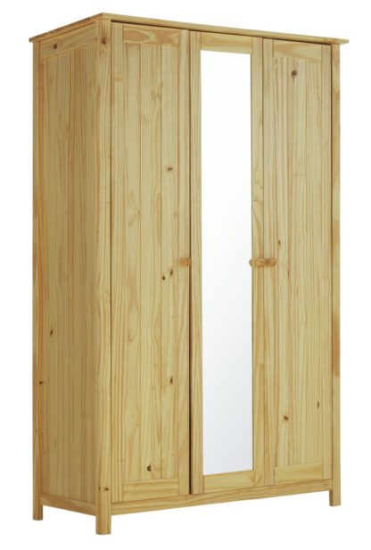 f5ee56a06d20ce9db15c2cf9e803c3699df3291e4df2cf9478c6b6ad720a85ba.jpg An Image of Habitat New Scandinavia 3 Door Mirrored Wardrobe - Pine