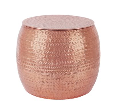 f7026326baf9e41688309ede2f048359f7b22105e82b13e8cc514230e3e22791.jpg An Image of Habitat Sona Copper Storage Hammered Aluminium Side Table