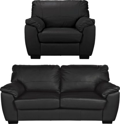 fd9a2ac95dc1eda1be7348ab4885a9fc6fd01685403c72198b30c2ae5a5407c4.jpg An Image of Argos Home Milano Leather Chair & 3 Seater Sofa - Chocolate