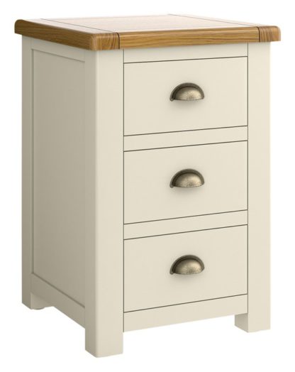 An Image of Habitat Kent 3 Drawer Bedside Table - Cream & Oak