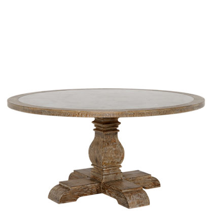 2834cac7bc66f77af917865409e49e6cc65d354f2a41e0bd4e95209cf7300ffc.jpg An Image of Woolton 152cm Round Dining Table Mid Burnt Oak and Bluestone