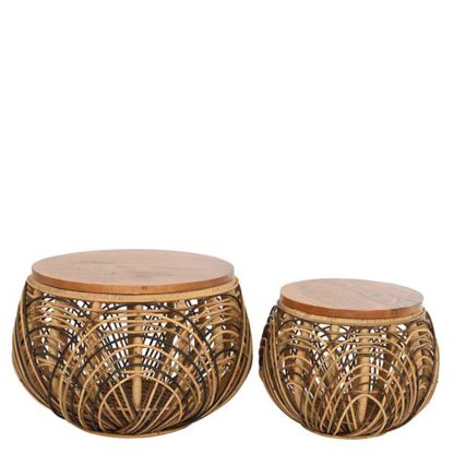 2adbf9a89bdb57eec0fe1b63b888b4f925c266d81daa953b13cdb0d043493372.jpg An Image of Set of 2 Rattan Side Tables