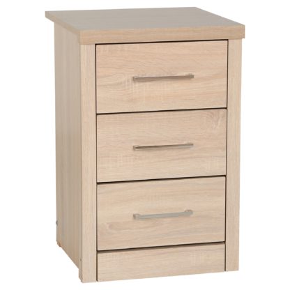 2deacdffe5221fd056ba53b745afe46a720ab682f3a535856d6095d9a3659d9d.jpg An Image of Lennon 3 Drawer Oak Bedside Chest Brown