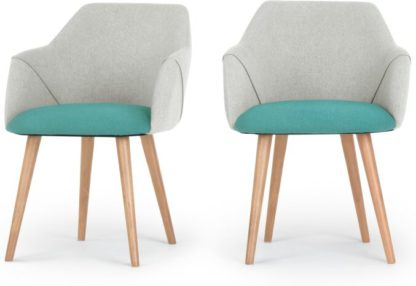 2f2911f80997a53cc44427ddc58e9d2e891624a07b817484e01405eb0504ce94.jpg An Image of Set of 2 Lule High Back Carver Chairs, Emerald Green and Hail Grey