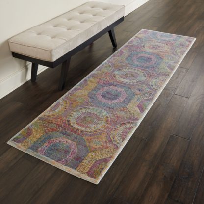 43b0766c7f1d0252a45d6337ccefbb462ccafc9e0ca834d36405825b6d0a8858.jpg An Image of Ankara Global 5 Runner Pink and Blue