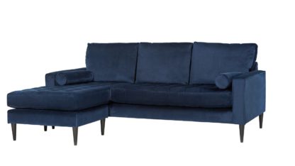 44d927d212f22879d20b880f5fafb8c17271932bb65ec4dc37e7d64443978124.jpg An Image of Habitat Hudson Reversible Corner Velvet Sofa - Blue
