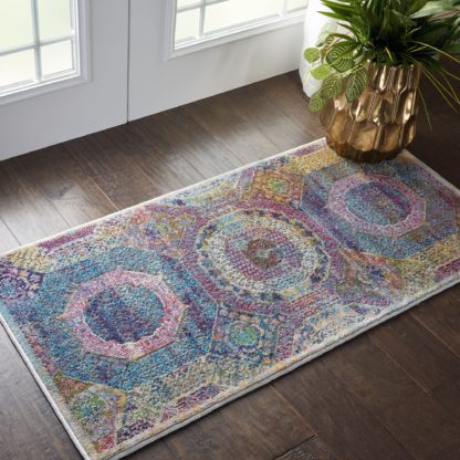 4c3ee5e110b68254fbffeba6754b4dc316bf87804e46a891af8f4969cbe50289.jpg An Image of Ankara Global 5 Runner Pink and Blue