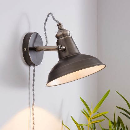 4df1ae9aaed5d7028c26e5045eda8c700a32af2122363419d2fcdeefe731d48d.jpg An Image of Lucas Industrial Easy Fit Plug In Wall Light Pewter Grey