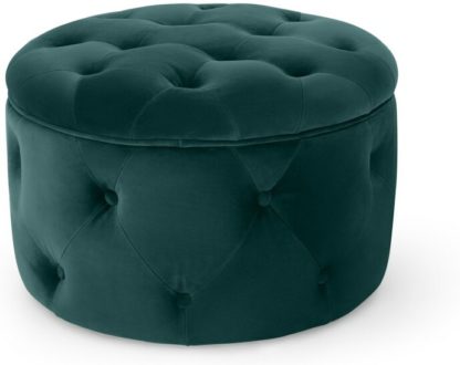54584422c03328d50fe0df46dde5008fdffdcb9202961689209fbb16f9de189c.jpg An Image of Hampton Small Round Storage Pouffe, Seafoam Blue Velvet