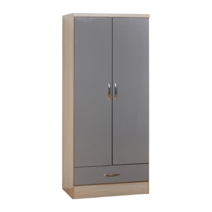 5a860f5ead01b90630621060c1380403afcccb74cc7908b823242fa5f1a15fd6.jpg An Image of Nevada 2 Door 1 Drawer Grey Wardrobe Grey