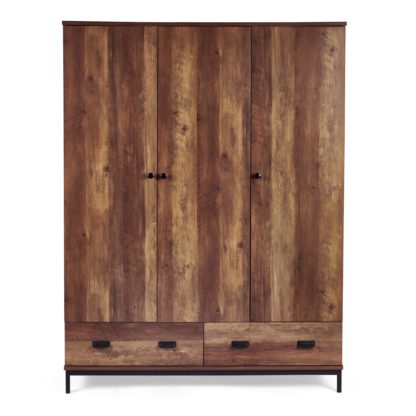 5fe0b16e3c0124292a153bf9056fc74925202aee39696a55f45dbc5aebd0a1de.jpg An Image of Fulton Triple Wardrobe Brown