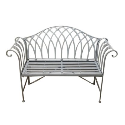 6c47d78e251623f0307d5efef81da0819df2a8e354f7a60d0e46cb32e674fc34.jpg An Image of Wrought Iron 2 Seater Grey Bench Grey