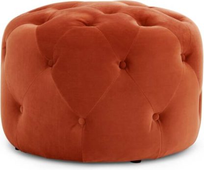 9076a53437e78c35d185b67575a74ff0b2573ba8fd57bd4c8054a1f1625924ae.jpg An Image of Hampton Small Round Pouffe, Flame Orange Velvet