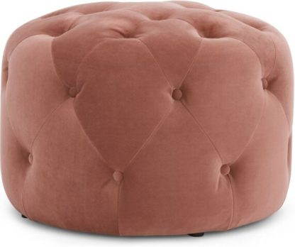 9d3064462caf2edb79255d26bc127ee659ba45dd65e7256c8210712c6c330560.jpg An Image of Hampton Small Round Pouffe, Blush Pink Velvet