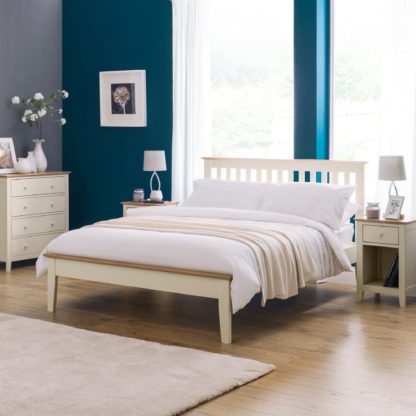 a5ae291f469b038eea135adec1e6f5eb22aa2a72c76e9fa43ce243e03204301b.jpg An Image of Salerno Two Tone Ivory Wooden Bed Frame Ivory